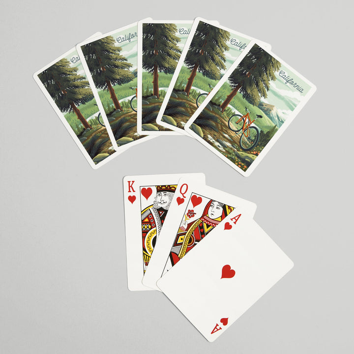 Playing Cards, California, Off To Wonder, Cycling with Mountains, 52 Card Deck with Jokers in Box, Unique Art Cards Lantern Press 