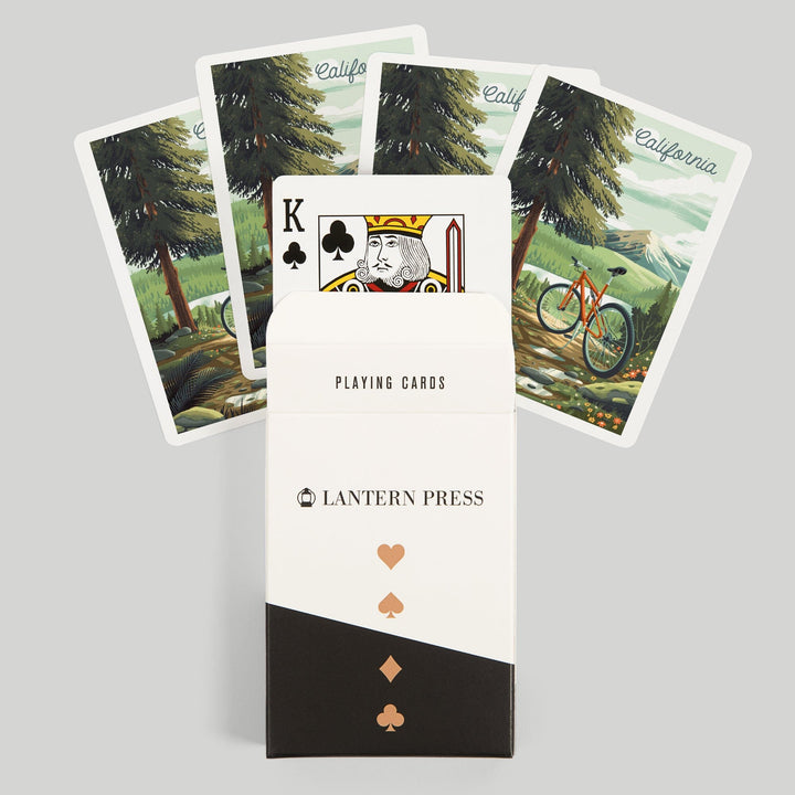 Playing Cards, California, Off To Wonder, Cycling with Mountains, 52 Card Deck with Jokers in Box, Unique Art Cards Lantern Press 