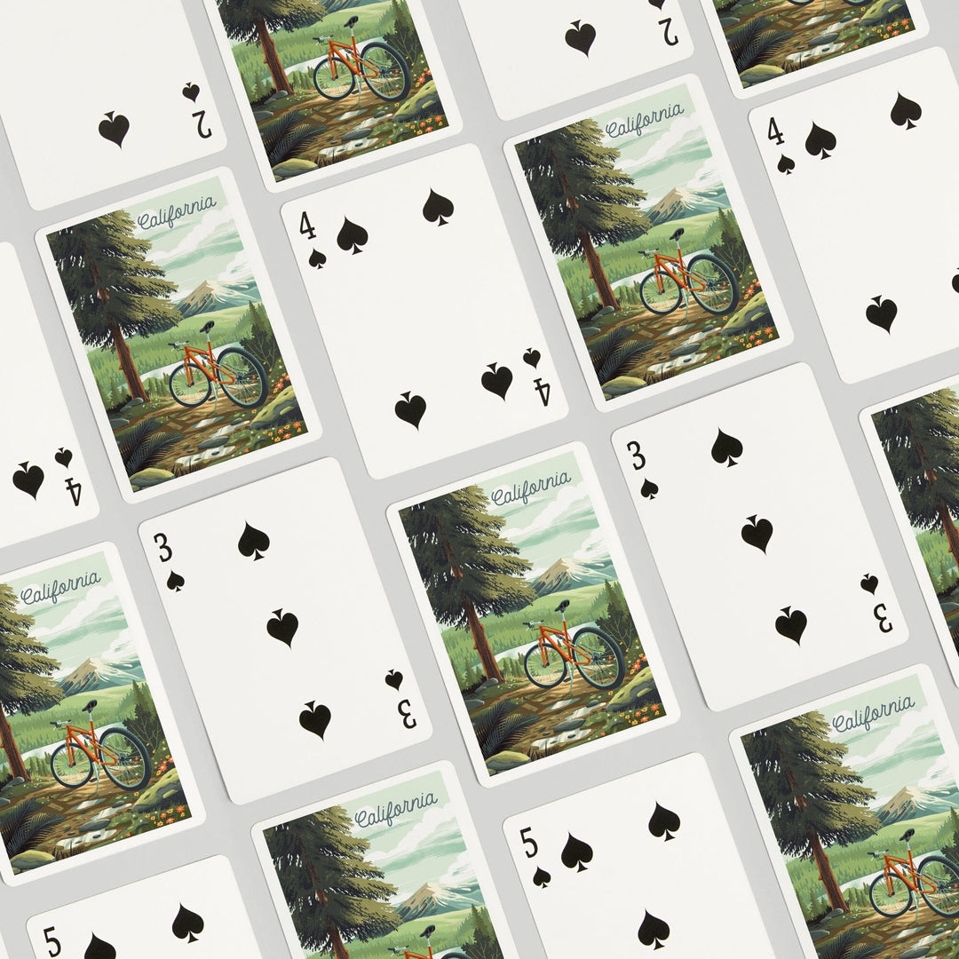 Playing Cards, California, Off To Wonder, Cycling with Mountains, 52 Card Deck with Jokers in Box, Unique Art Cards Lantern Press 
