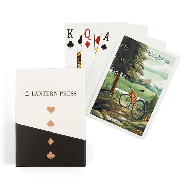 Playing Cards, California, Off To Wonder, Cycling with Mountains, 52 Card Deck with Jokers in Box, Unique Art Cards Lantern Press 