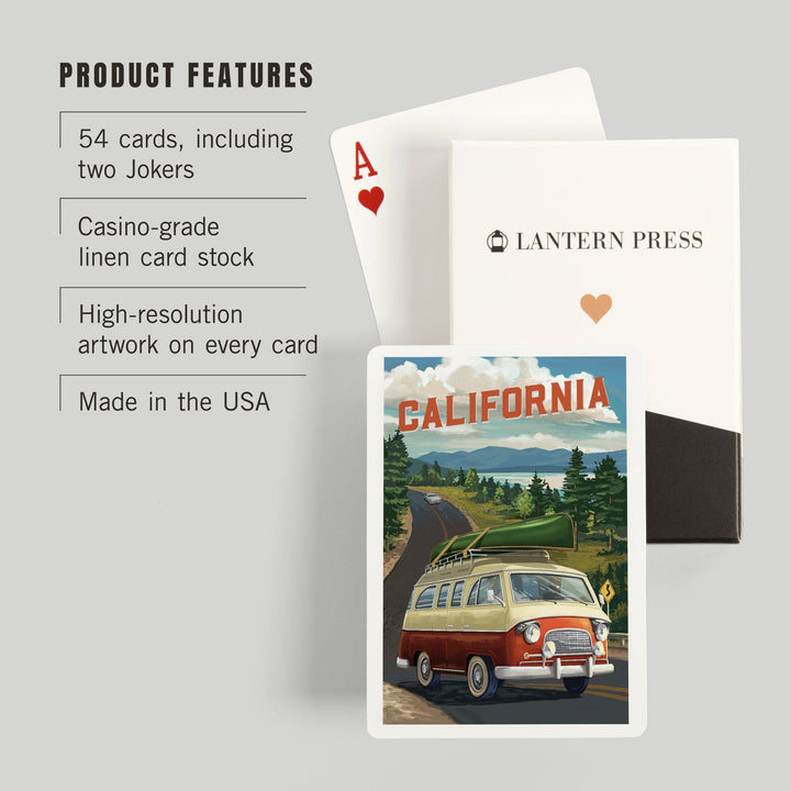 Playing Cards, California, Painterly, Camper Van, Off To Roam, 52 Card Deck with Jokers in Box, Unique Art Cards Lantern Press 
