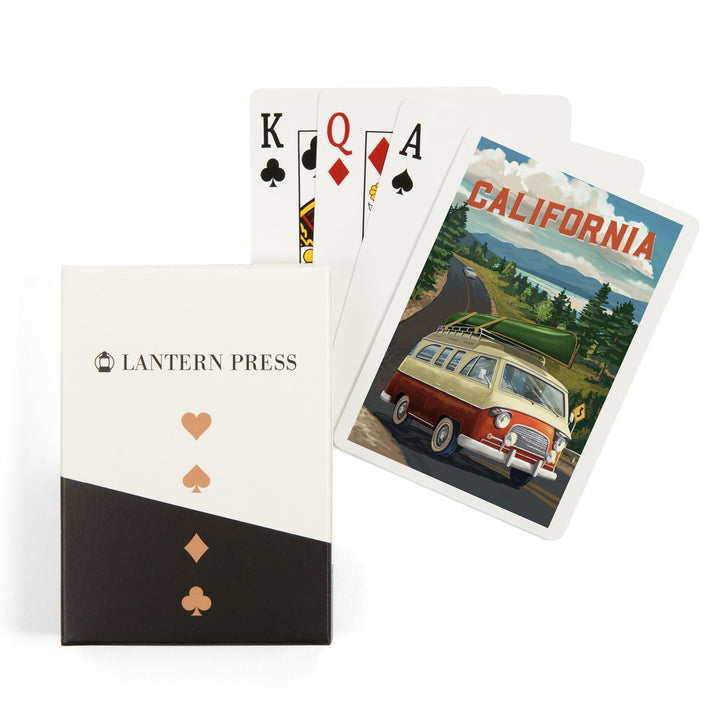Playing Cards, California, Painterly, Camper Van, Off To Roam, 52 Card Deck with Jokers in Box, Unique Art Cards Lantern Press 