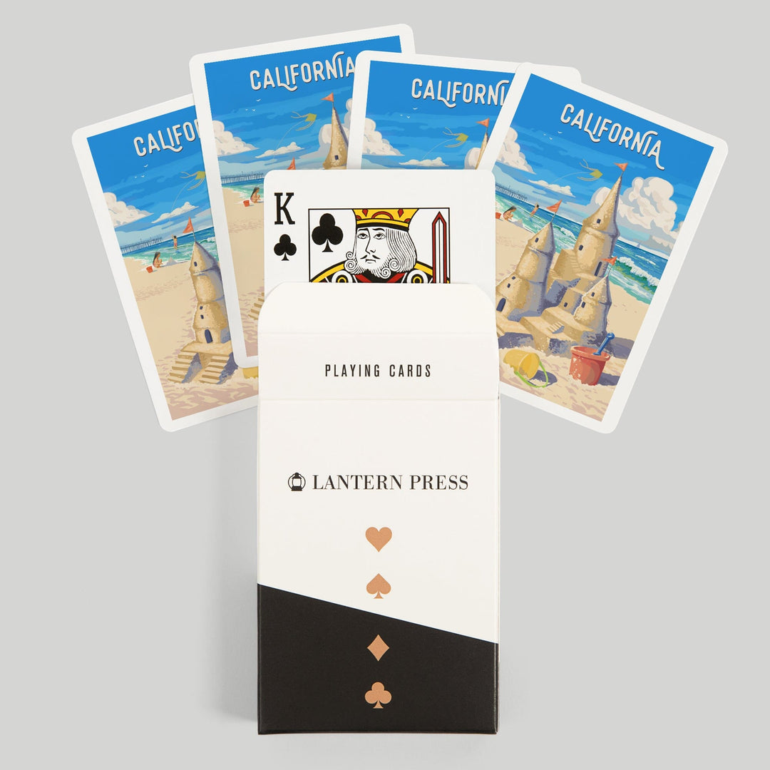 Playing Cards, California, Painterly, Soak Up Summer, Sand Castle, 52 Card Deck with Jokers in Box, Unique Art Cards Lantern Press 