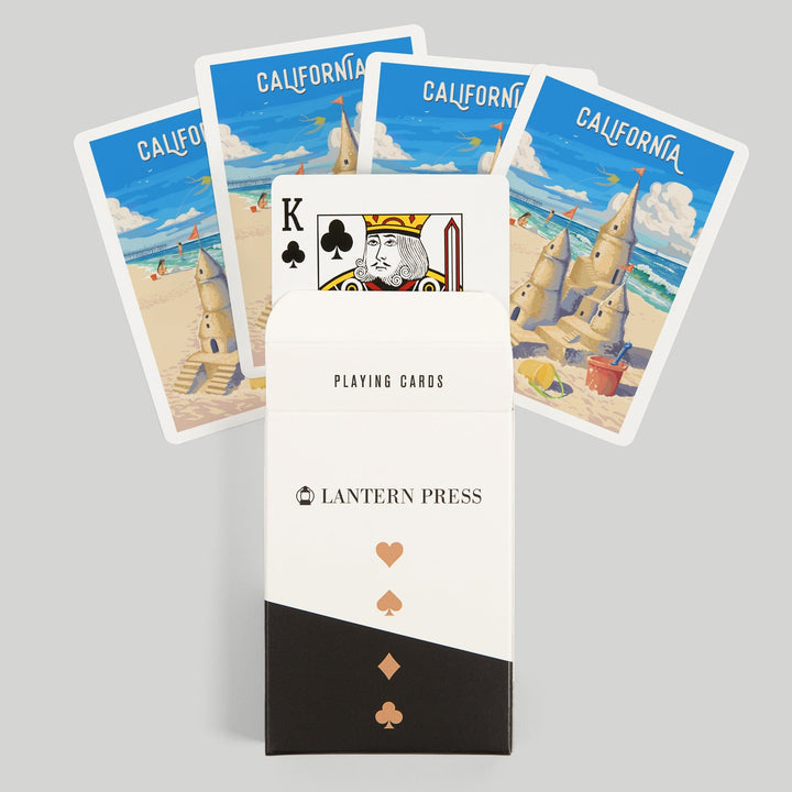 Playing Cards, California, Painterly, Soak Up Summer, Sand Castle, 52 Card Deck with Jokers in Box, Unique Art Cards Lantern Press 