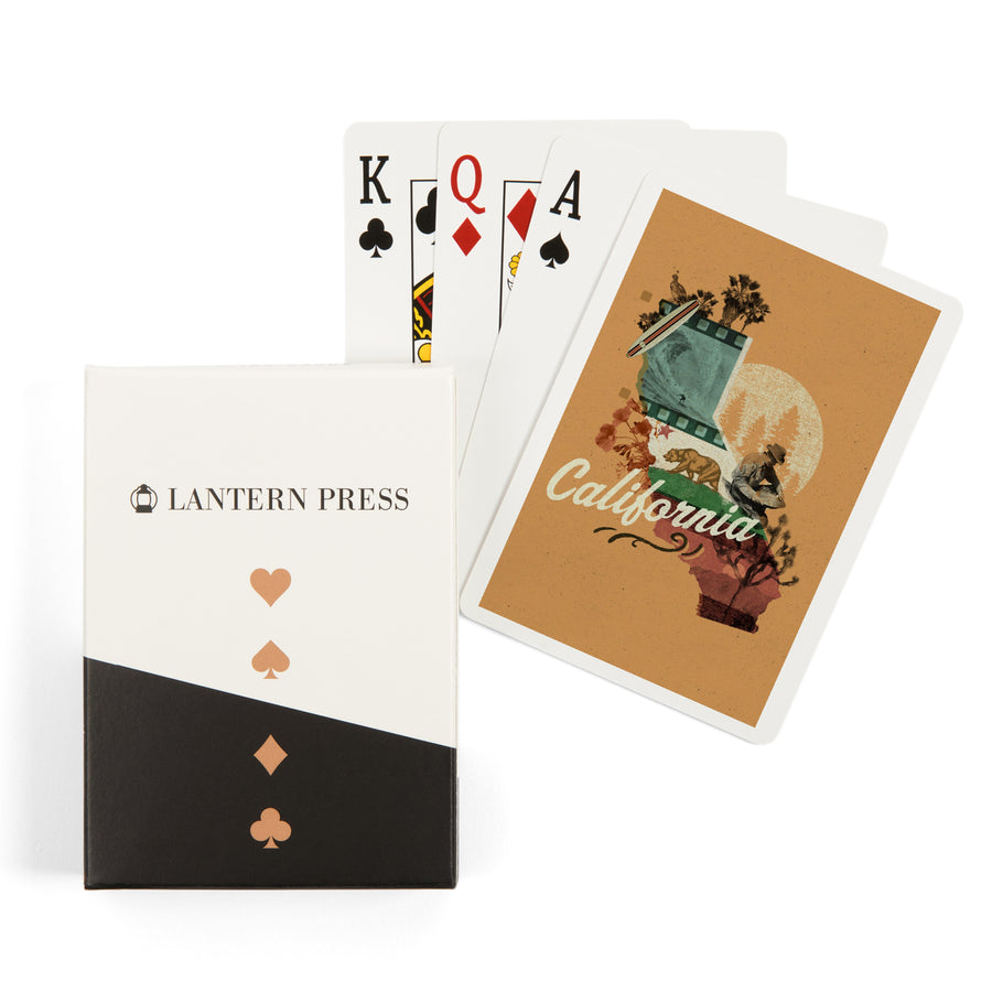 Playing Cards, California, Photomontage, State Series, 52 Card Deck with Jokers in Box, Unique Art Cards Lantern Press 
