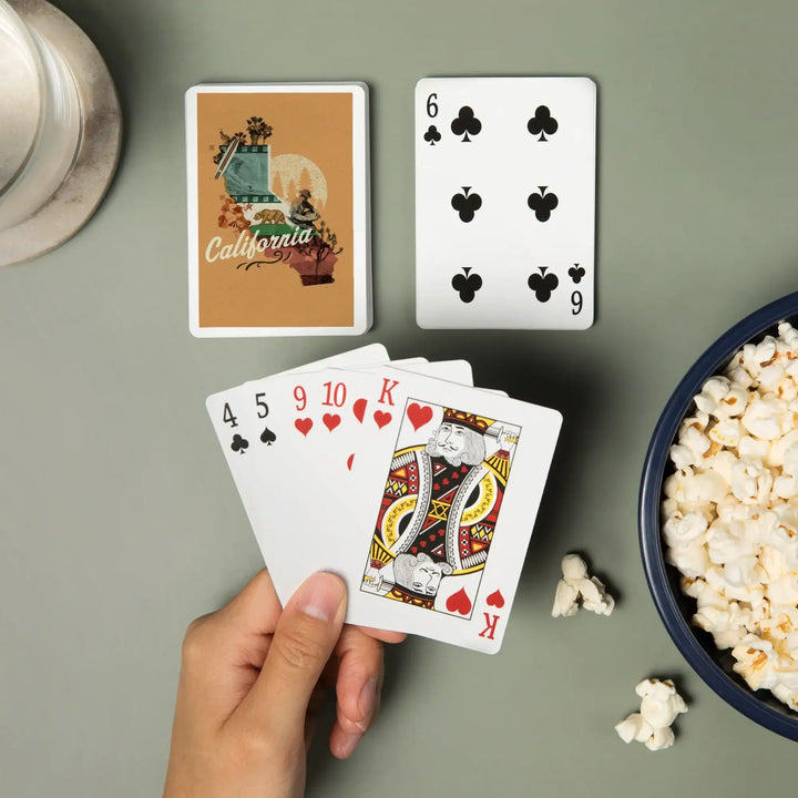 Playing Cards, California, Photomontage, State Series, 52 Card Deck with Jokers in Box, Unique Art Cards Lantern Press 