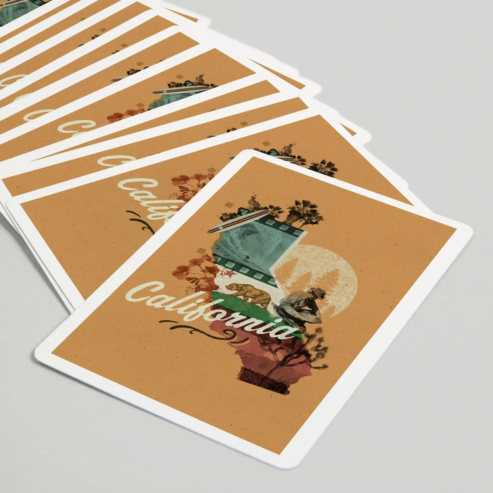 Playing Cards, California, Photomontage, State Series, 52 Card Deck with Jokers in Box, Unique Art Cards Lantern Press 