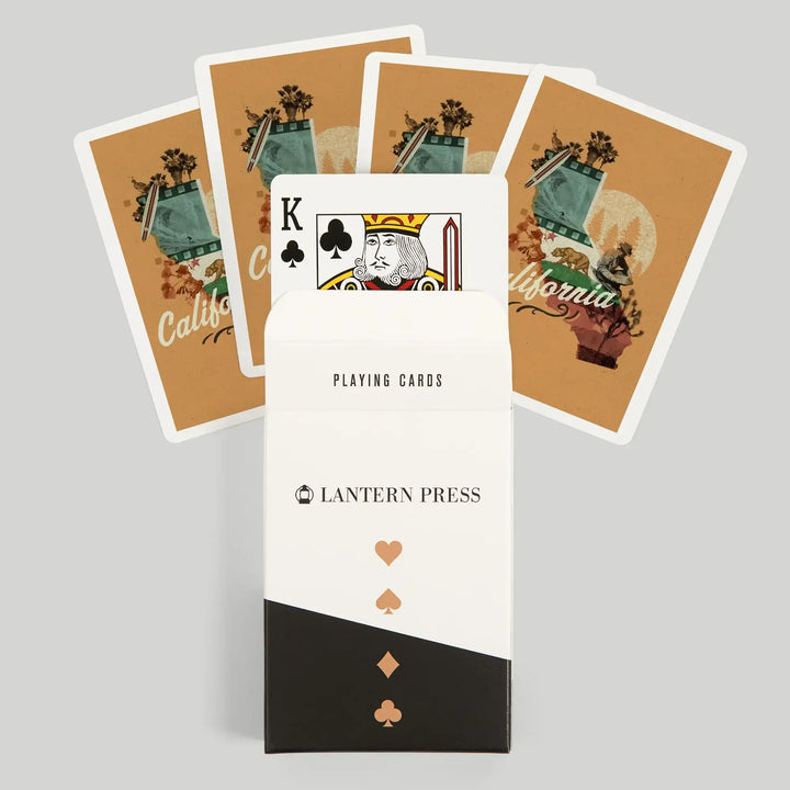 Playing Cards, California, Photomontage, State Series, 52 Card Deck with Jokers in Box, Unique Art Cards Lantern Press 
