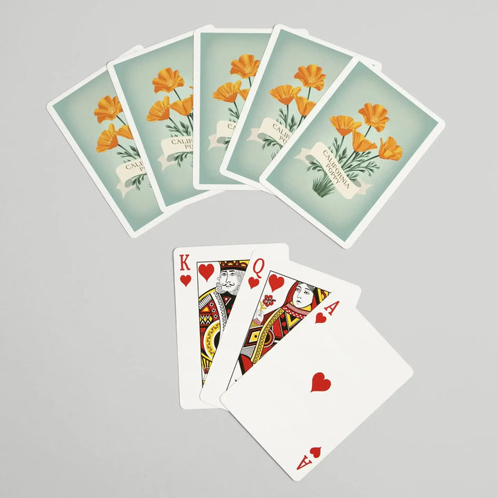 Playing Cards, California Poppy, Vintage Flora, 52 Card Deck with Jokers in Box, Unique Art Cards Lantern Press 
