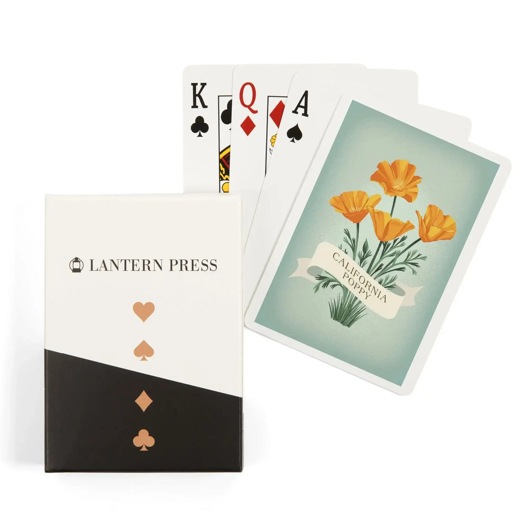 Playing Cards, California Poppy, Vintage Flora, 52 Card Deck with Jokers in Box, Unique Art Cards Lantern Press 