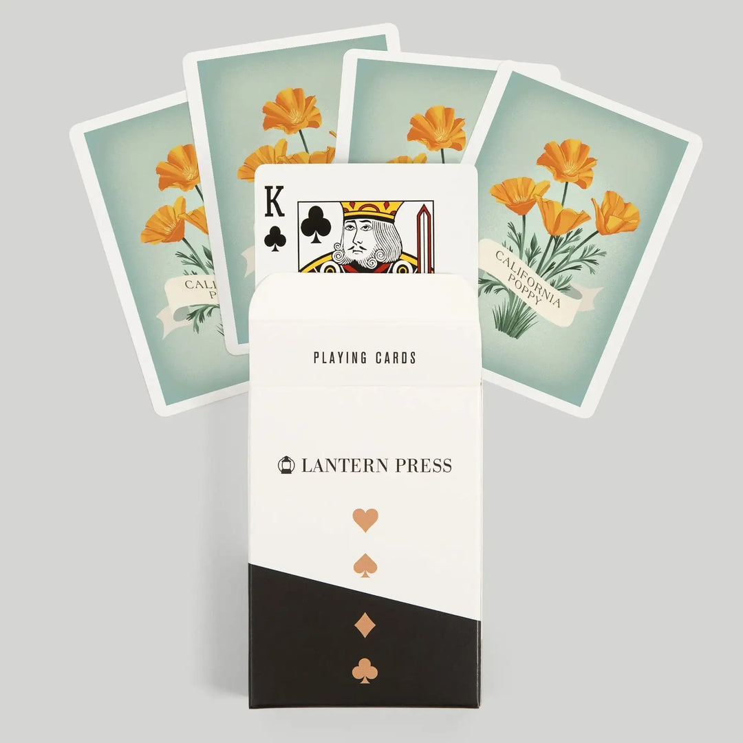 Playing Cards, California Poppy, Vintage Flora, 52 Card Deck with Jokers in Box, Unique Art Cards Lantern Press 