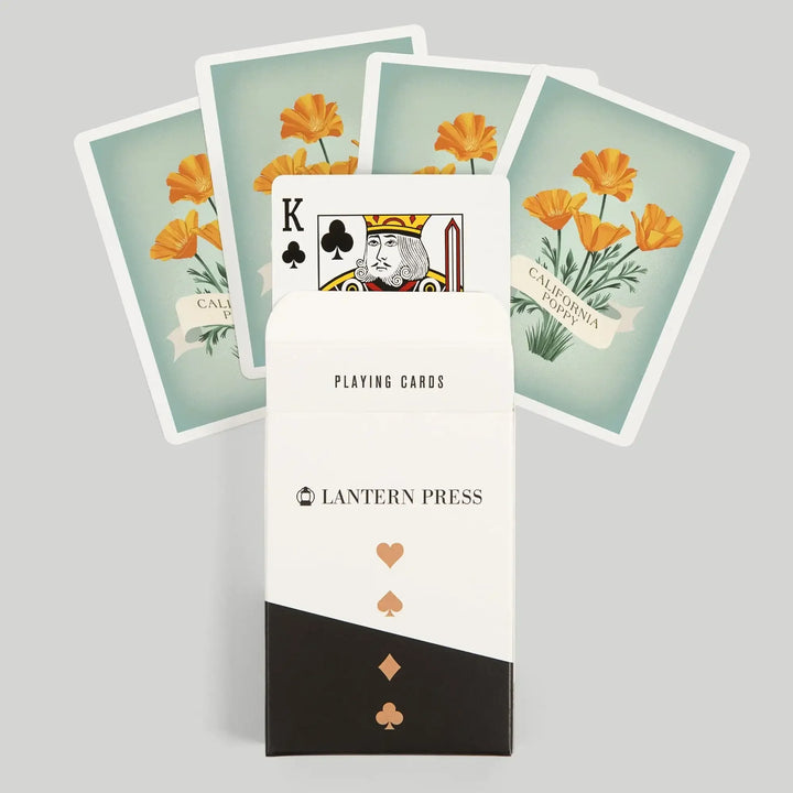 Playing Cards, California Poppy, Vintage Flora, 52 Card Deck with Jokers in Box, Unique Art Cards Lantern Press 