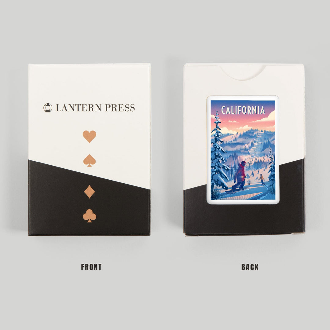 Playing Cards, California, Shred the Gnar, Snowboarding, 52 Card Deck with Jokers in Box, Unique Art Cards Lantern Press 