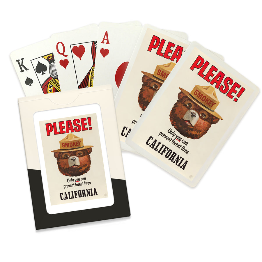Playing Cards, California, Smokey Bear, Only You Can Prevent Forest Fires, Officially Licensed Vintage Poster, 52 Card Deck with Jokers in Box, Unique Art Cards Lantern Press 