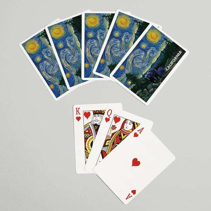 Playing Cards, California, Starry Night, Bear and Cub, 52 Card Deck with Jokers in Box, Unique Art Cards Lantern Press 