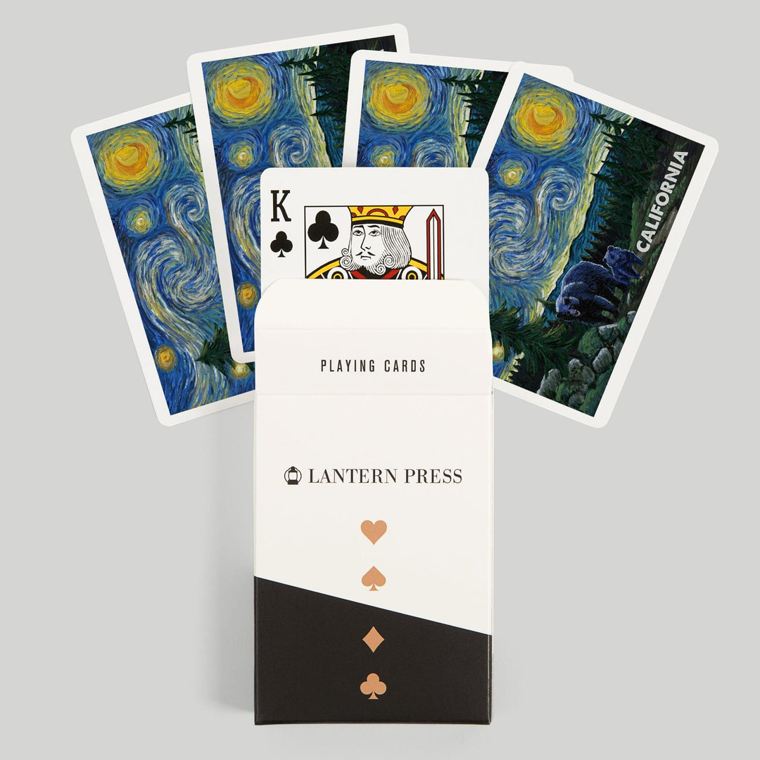 Playing Cards, California, Starry Night, Bear and Cub, 52 Card Deck with Jokers in Box, Unique Art Cards Lantern Press 