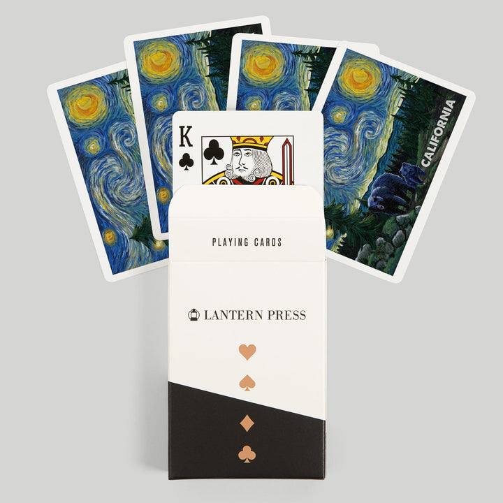 Playing Cards, California, Starry Night, Bear and Cub, 52 Card Deck with Jokers in Box, Unique Art Cards Lantern Press 