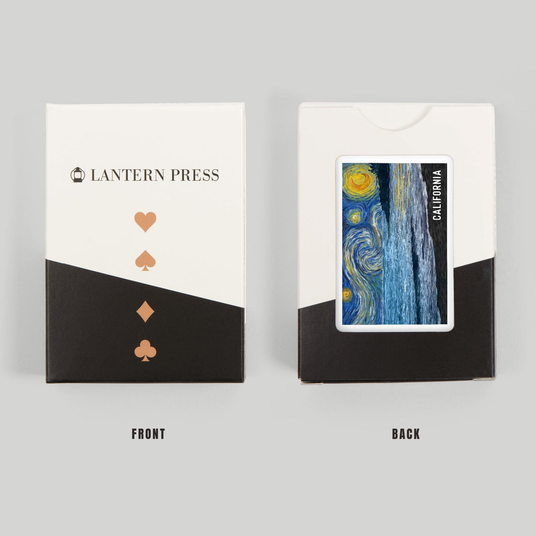 Playing Cards, California, Starry Night, Ocean, 52 Card Deck with Jokers in Box, Unique Art Cards Lantern Press 