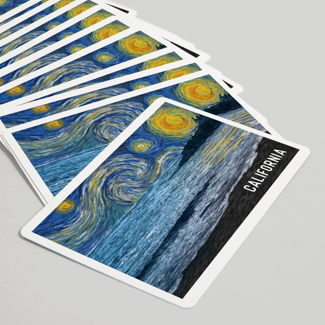Playing Cards, California, Starry Night, Ocean, 52 Card Deck with Jokers in Box, Unique Art Cards Lantern Press 