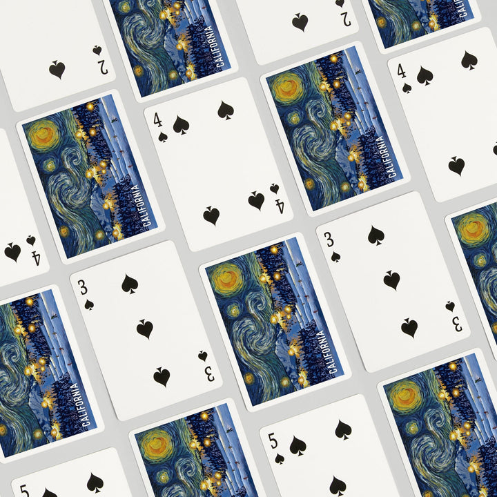 Playing Cards, California, Starry Night, Ski Resort, 52 Card Deck with Jokers in Box, Unique Art Cards Lantern Press 