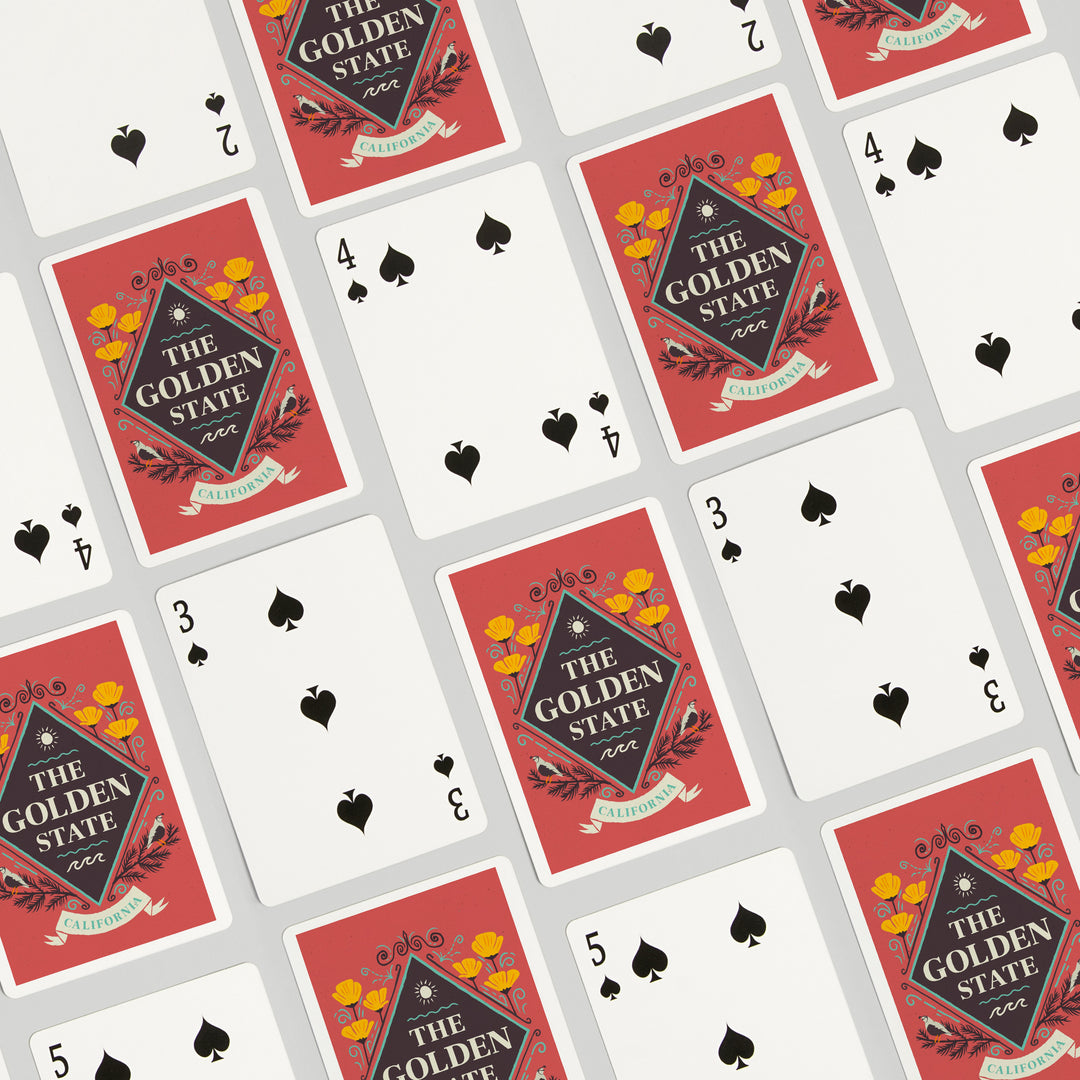 Playing Cards, California, State Motto Crest, State Series, 52 Card Deck with Jokers in Box, Unique Art Cards Lantern Press 