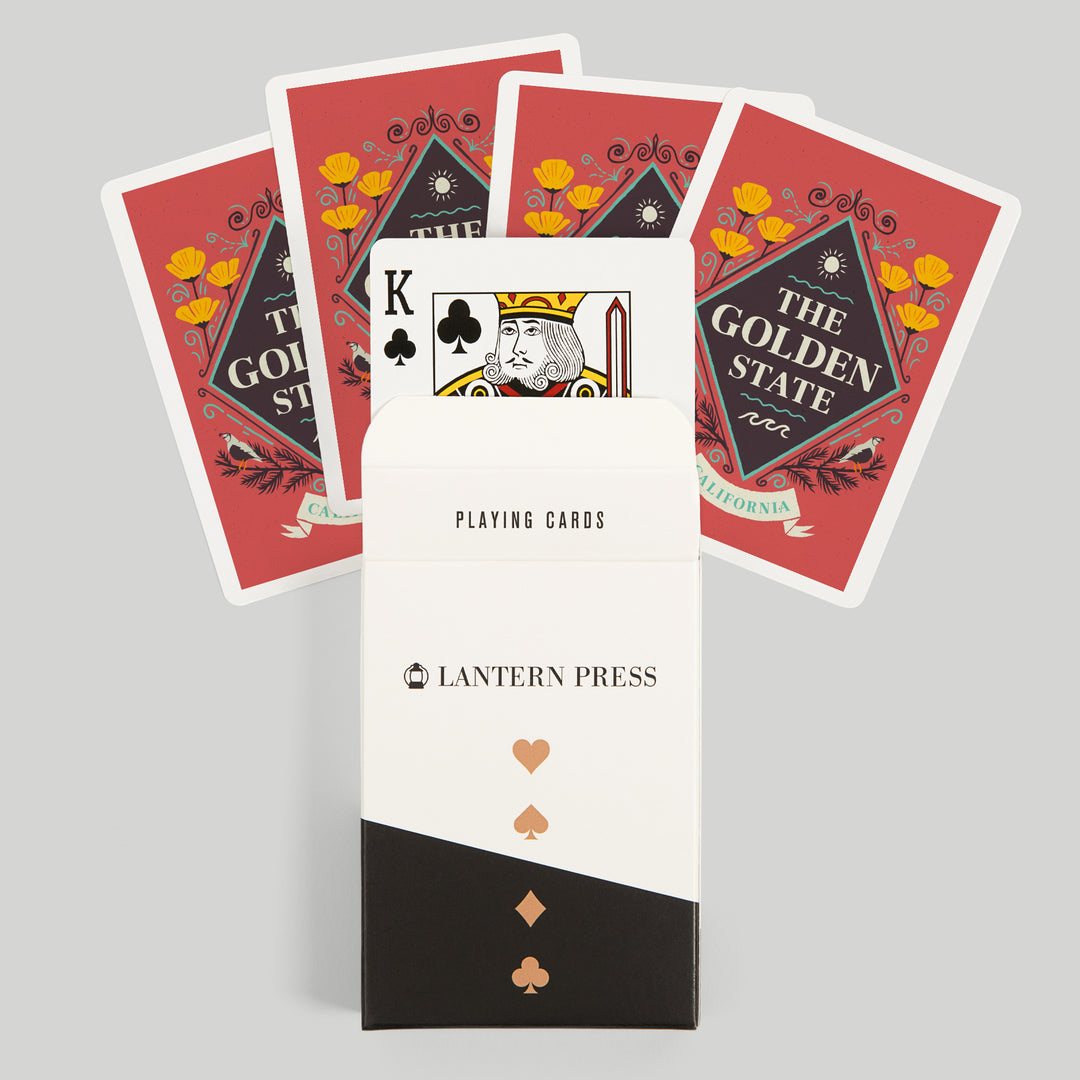 Playing Cards, California, State Motto Crest, State Series, 52 Card Deck with Jokers in Box, Unique Art Cards Lantern Press 