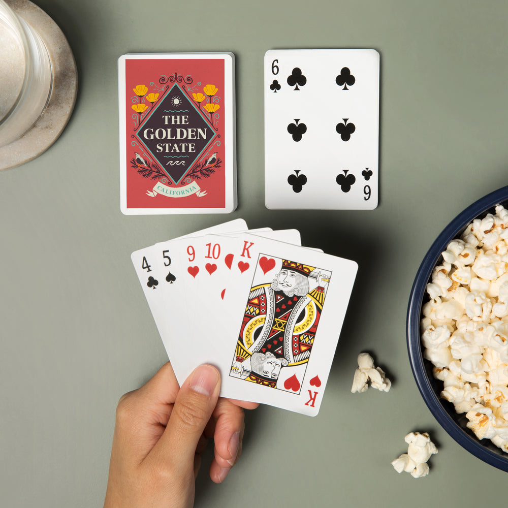 Playing Cards, California, State Motto Crest, State Series, 52 Card Deck with Jokers in Box, Unique Art Cards Lantern Press 