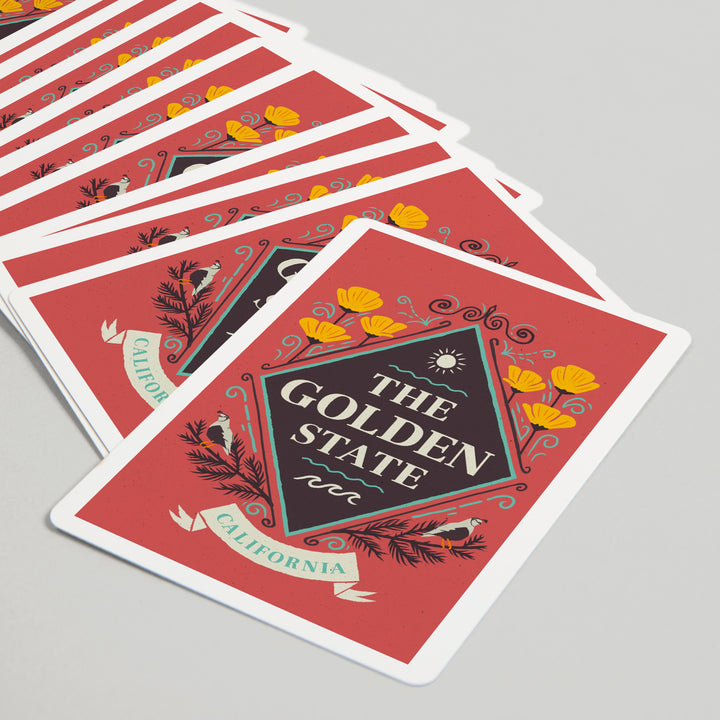 Playing Cards, California, State Motto Crest, State Series, 52 Card Deck with Jokers in Box, Unique Art Cards Lantern Press 