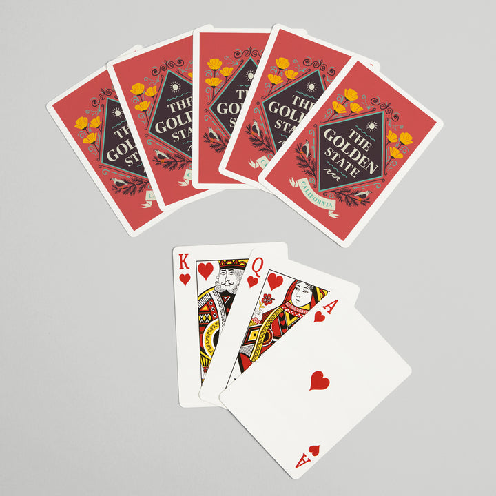 Playing Cards, California, State Motto Crest, State Series, 52 Card Deck with Jokers in Box, Unique Art Cards Lantern Press 