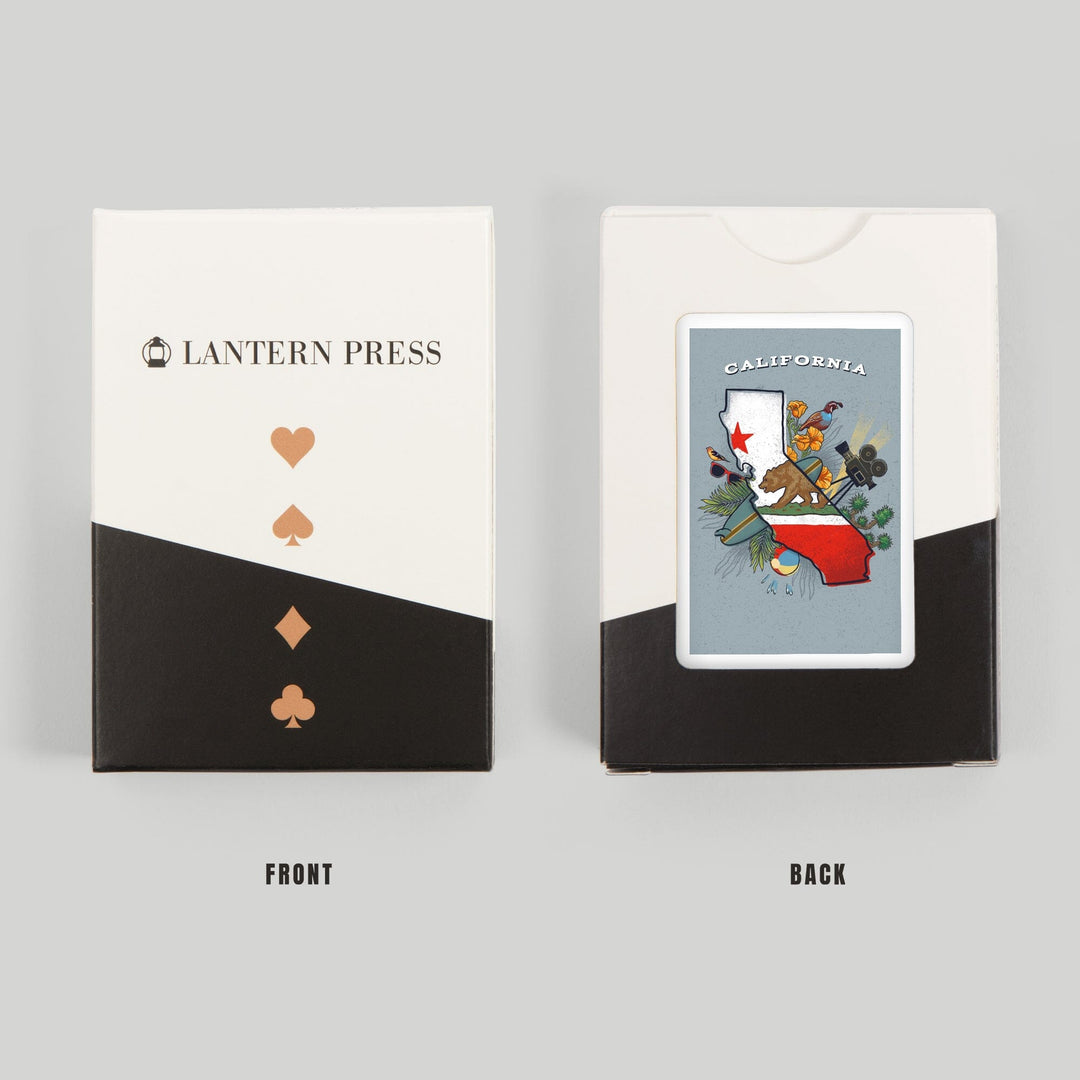 Playing Cards, California, State Treasure Trove, 52 Card Deck with Jokers in Box, Unique Art Cards Lantern Press 