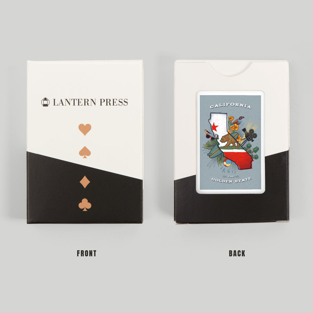Playing Cards, California, State Treasure Trove, State Series, 52 Card Deck with Jokers in Box, Unique Art Cards Lantern Press 