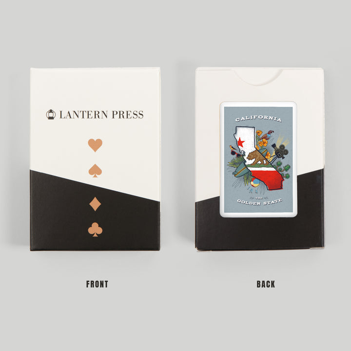 Playing Cards, California, State Treasure Trove, State Series, 52 Card Deck with Jokers in Box, Unique Art Cards Lantern Press 