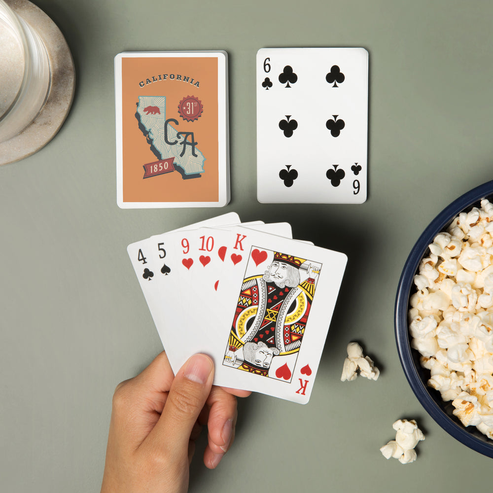 Playing Cards, California, Statehood, State Series, 52 Card Deck with Jokers in Box, Unique Art Cards Lantern Press 
