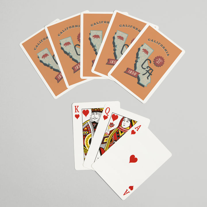 Playing Cards, California, Statehood, State Series, 52 Card Deck with Jokers in Box, Unique Art Cards Lantern Press 