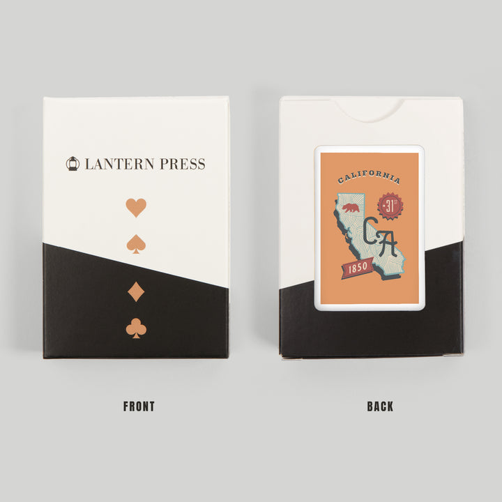Playing Cards, California, Statehood, State Series, 52 Card Deck with Jokers in Box, Unique Art Cards Lantern Press 