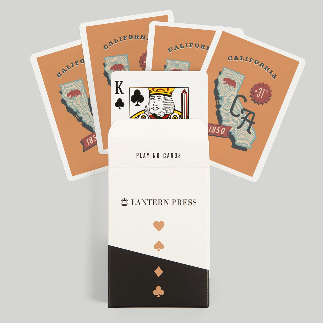 Playing Cards, California, Statehood, State Series, 52 Card Deck with Jokers in Box, Unique Art Cards Lantern Press 