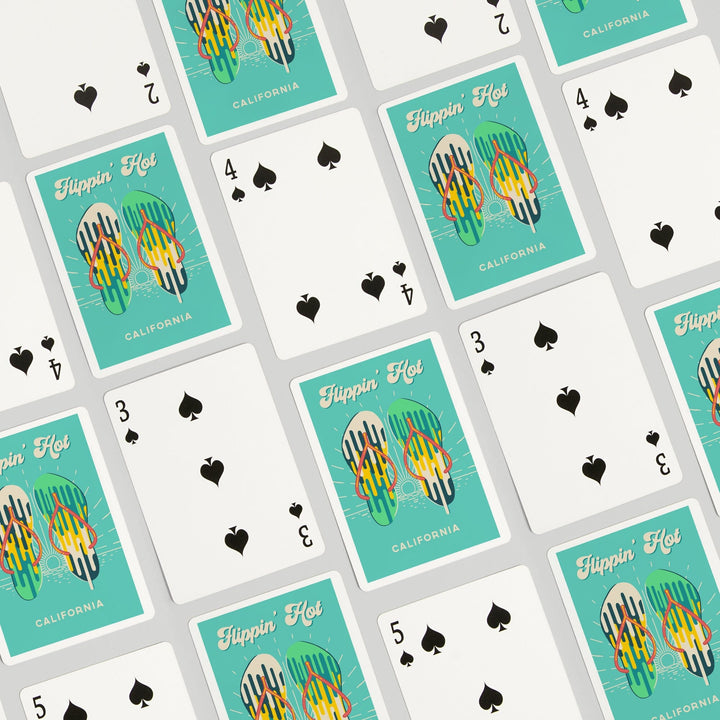 Playing Cards, California, Sweet Relief Collection, Flip Flops, Flippin Hot, 52 Card Deck with Jokers in Box, Unique Art Cards Lantern Press 