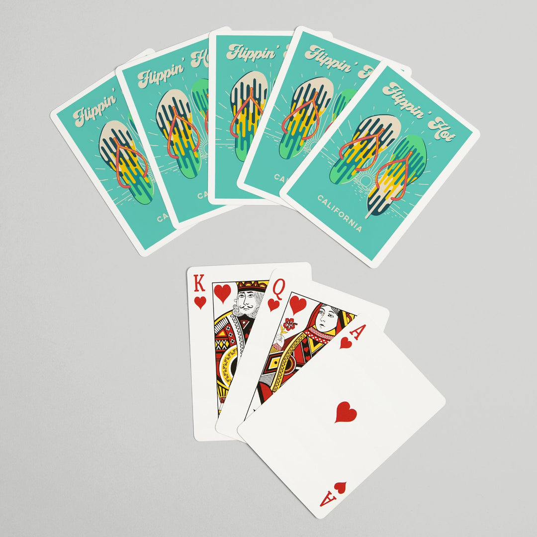 Playing Cards, California, Sweet Relief Collection, Flip Flops, Flippin Hot, 52 Card Deck with Jokers in Box, Unique Art Cards Lantern Press 