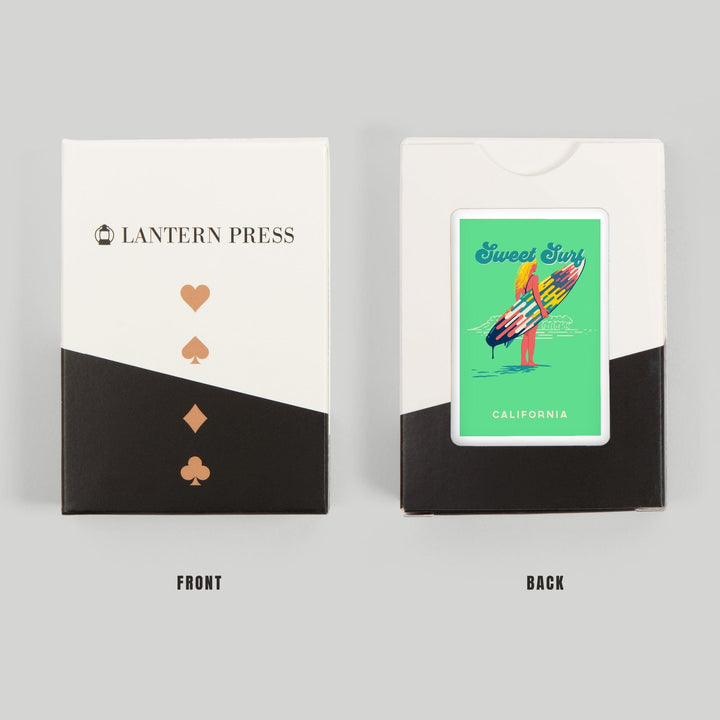 Playing Cards, California, Sweet Relief Collection, Surfer Girl with Surfboard, 52 Card Deck with Jokers in Box, Unique Art Cards Lantern Press 