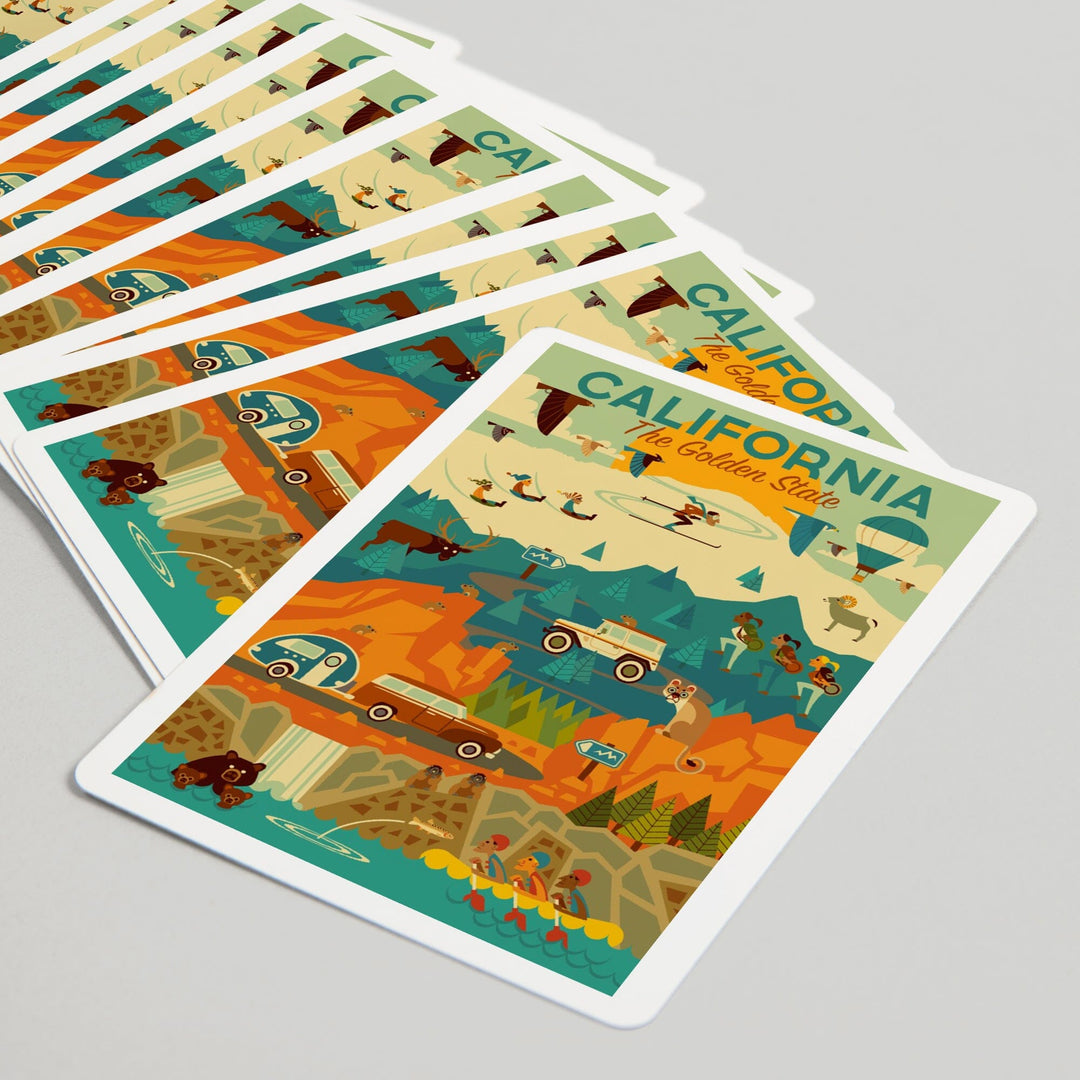 Playing Cards, California, The Golden State, Geometric, 52 Card Deck with Jokers in Box, Unique Art Cards Lantern Press 