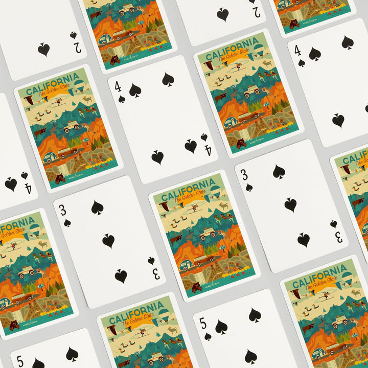 Playing Cards, California, The Golden State, Geometric, 52 Card Deck with Jokers in Box, Unique Art Cards Lantern Press 
