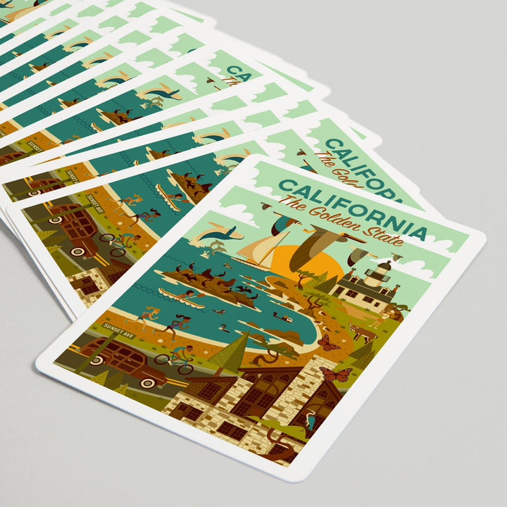 Playing Cards, California, The Golden State, Geometric, Blue Sky, 52 Card Deck with Jokers in Box, Unique Art Cards Lantern Press 
