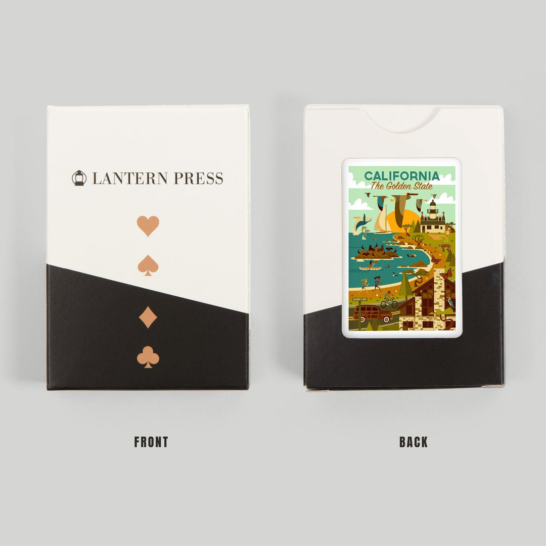 Playing Cards, California, The Golden State, Geometric, Blue Sky, 52 Card Deck with Jokers in Box, Unique Art Cards Lantern Press 