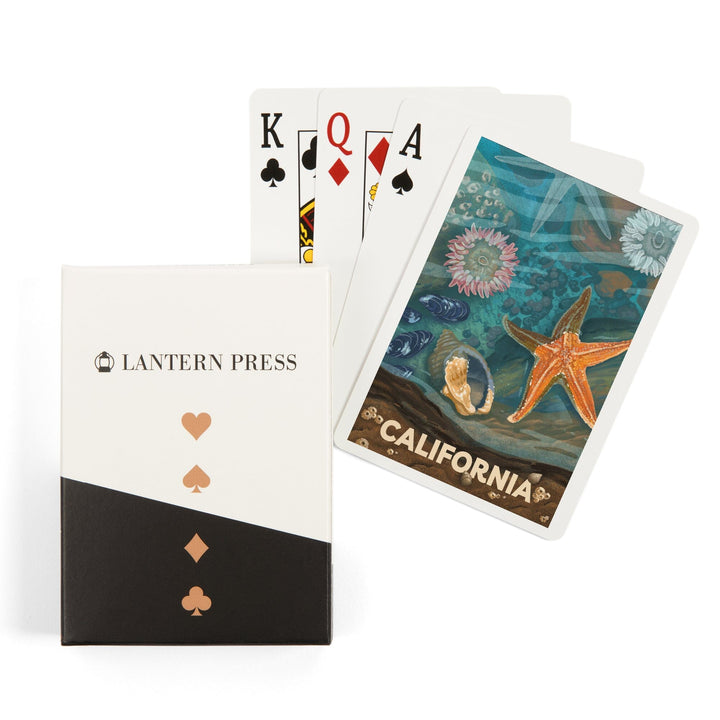 Playing Cards, California, Tiny World Huge Wonders, Coastal Series, Starfish and Shells, 52 Card Deck with Jokers in Box, Unique Art Cards Lantern Press 