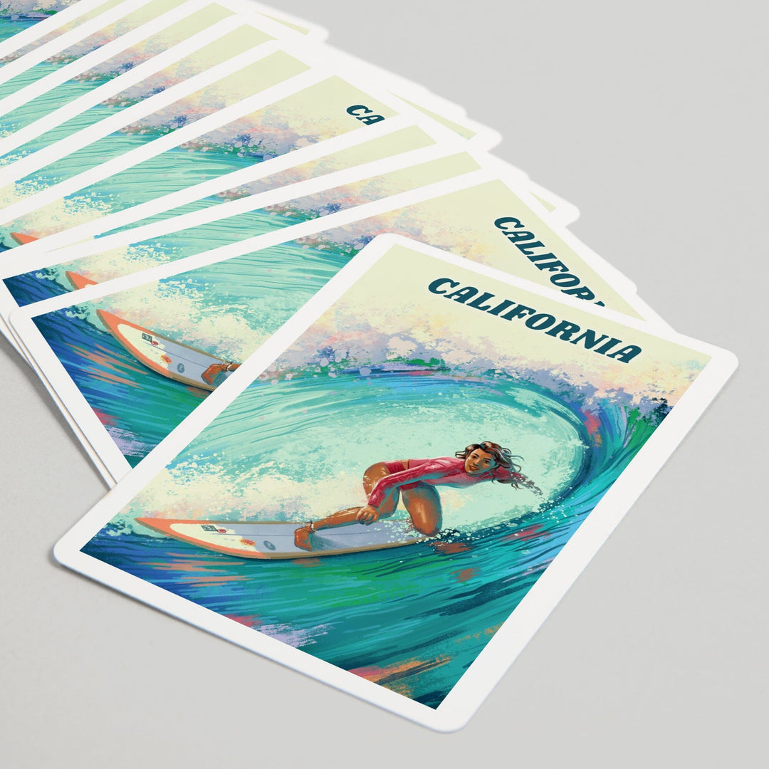 Playing Cards, California, Vitamin Sea, Coastal Series, Surfer Girl, 52 Card Deck with Jokers in Box, Unique Art Cards Lantern Press 