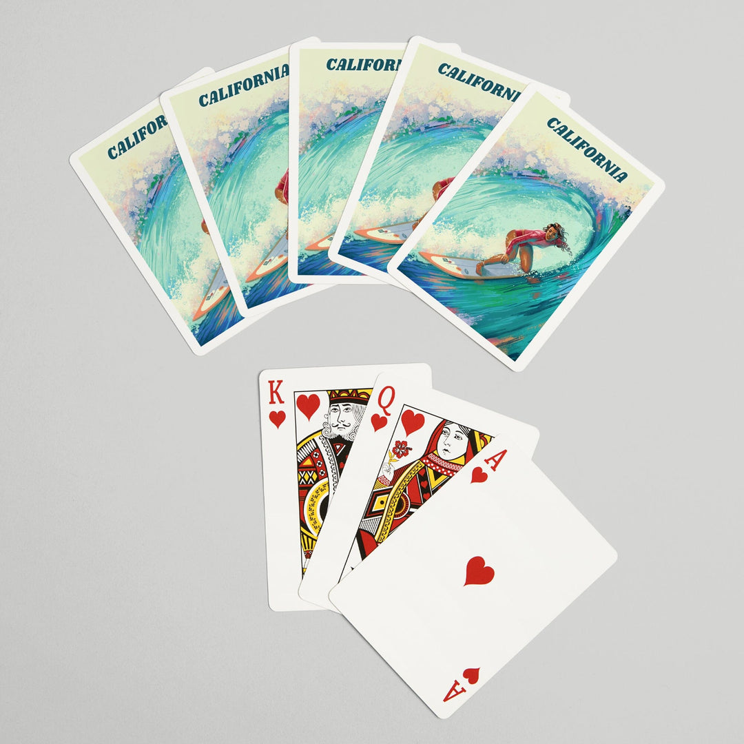 Playing Cards, California, Vitamin Sea, Coastal Series, Surfer Girl, 52 Card Deck with Jokers in Box, Unique Art Cards Lantern Press 