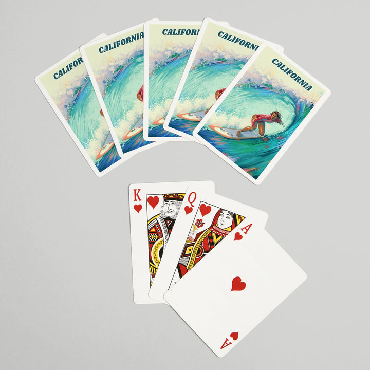 Playing Cards, California, Vitamin Sea, Coastal Series, Surfer Girl, 52 Card Deck with Jokers in Box, Unique Art Cards Lantern Press 