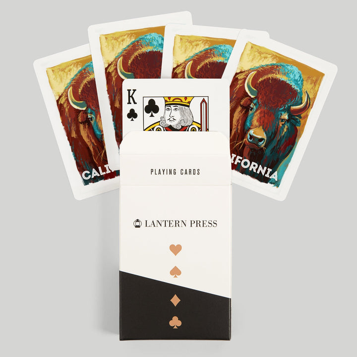 Playing Cards, California, Vivid, Bison, 52 Card Deck with Jokers in Box, Unique Art Cards Lantern Press 