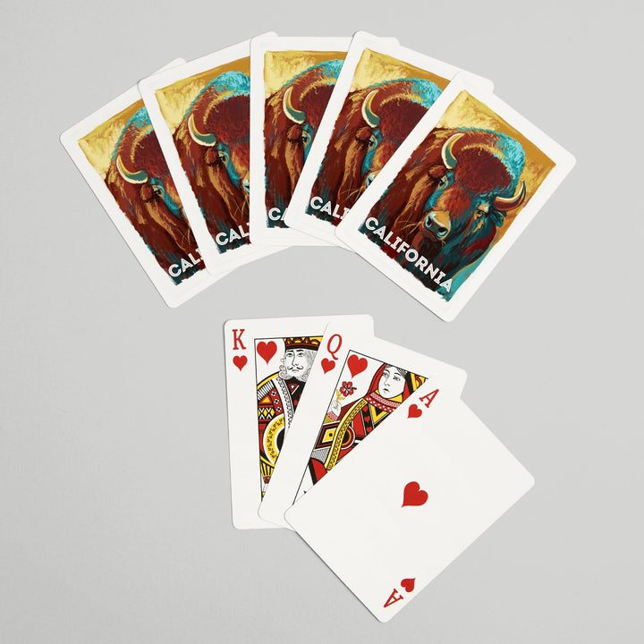 Playing Cards, California, Vivid, Bison, 52 Card Deck with Jokers in Box, Unique Art Cards Lantern Press 