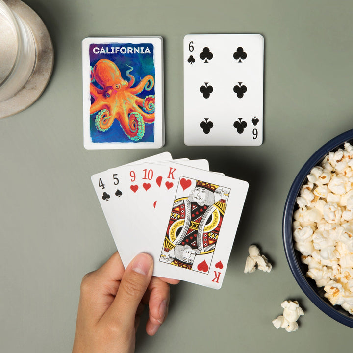 Playing Cards, California, Vivid, Octopus, 52 Card Deck with Jokers in Box, Unique Art Cards Lantern Press 